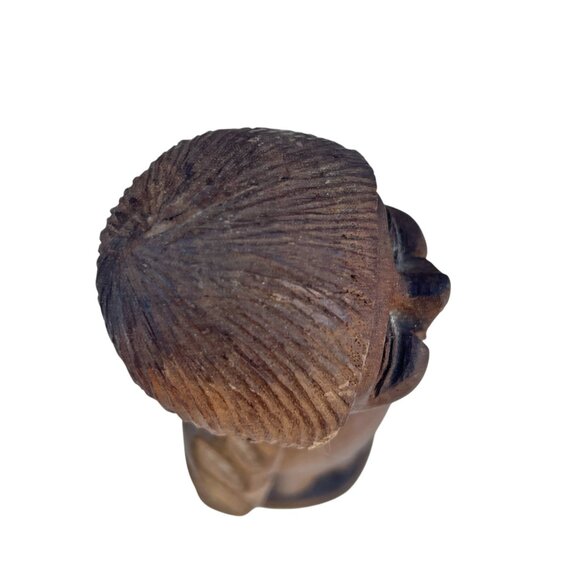 Hand-Carved Solid Wood Figurine Of A Choir Boy Singing Holding Basket - Picture 7 of 10